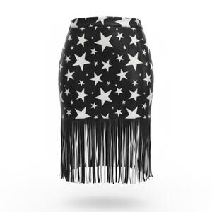 Lucky & Blessed Stars Mini Skirt With Fringe
